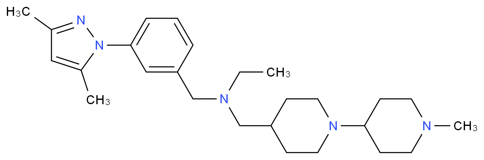 N-[3-(3,5-dimethyl-1H-pyrazol-1-yl)benzyl]-N-[(1'-methyl-1,4'-bipiperidin-4-yl)methyl]ethanamine_分子结构_CAS_)