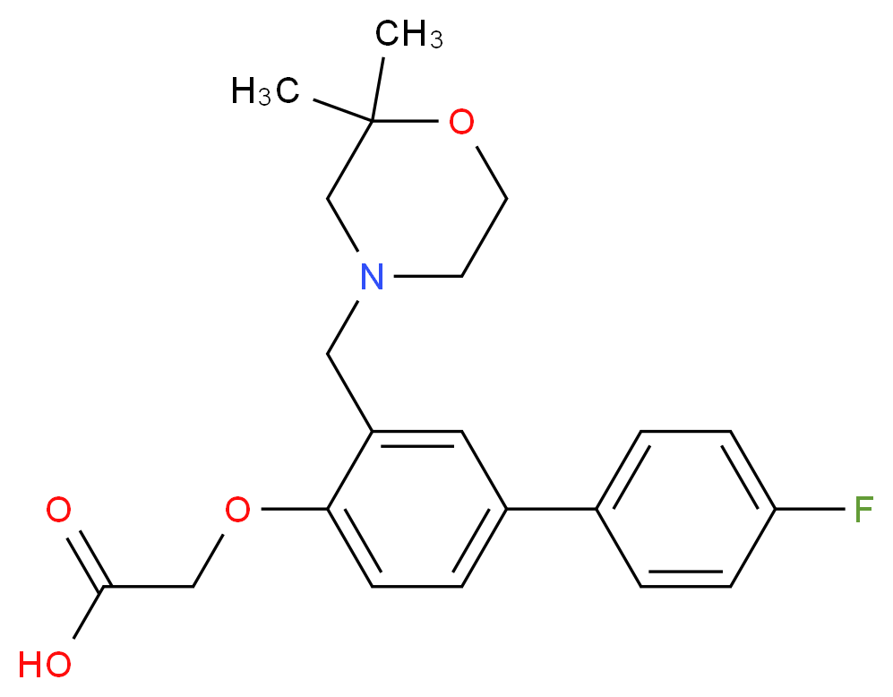 ({3-[(2,2-dimethylmorpholin-4-yl)methyl]-4'-fluorobiphenyl-4-yl}oxy)acetic acid_分子结构_CAS_)