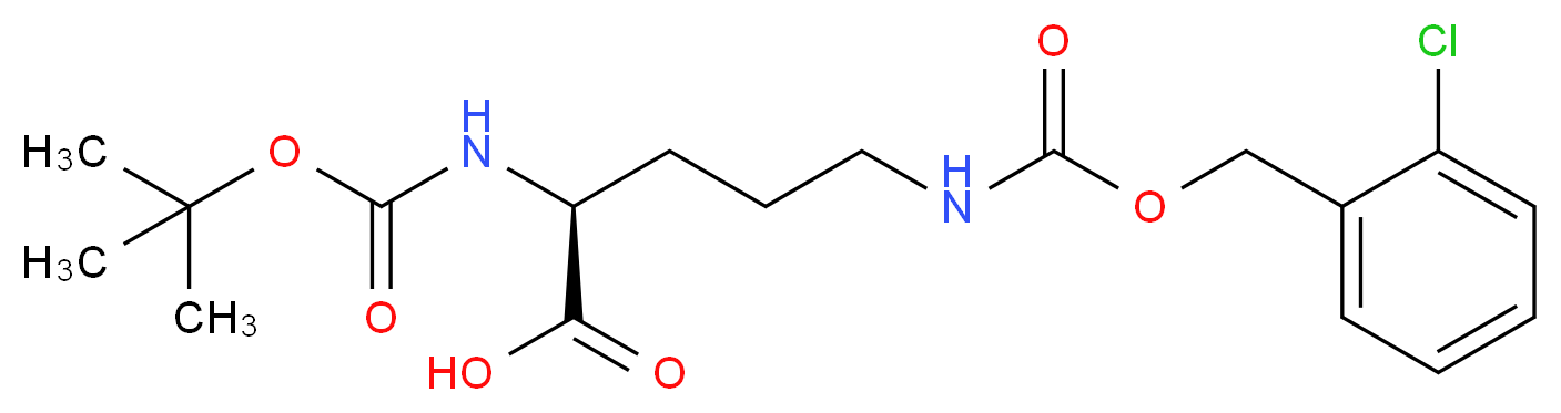 (2S)-2-{[(tert-butoxy)carbonyl]amino}-5-({[(2-chlorophenyl)methoxy]carbonyl}amino)pentanoic acid_分子结构_CAS_118554-00-0