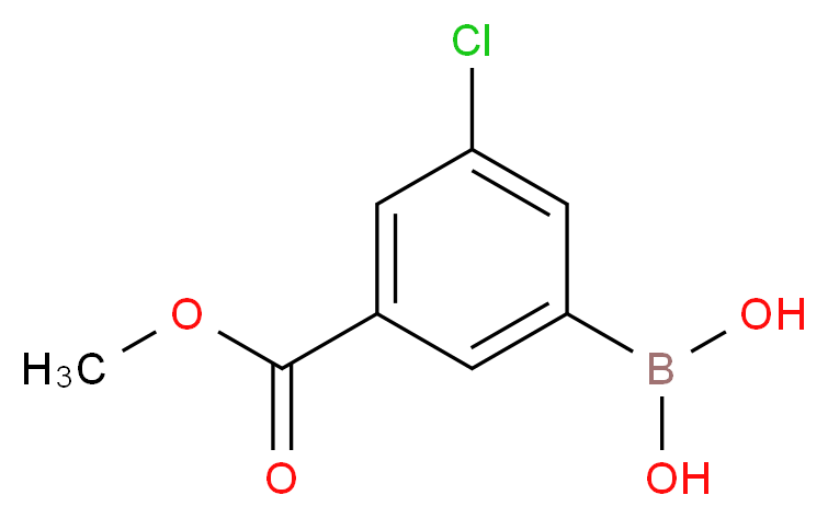(3-Chloro-5-(methoxycarbonyl)phenyl)boronic acid_分子结构_CAS_957120-26-2)