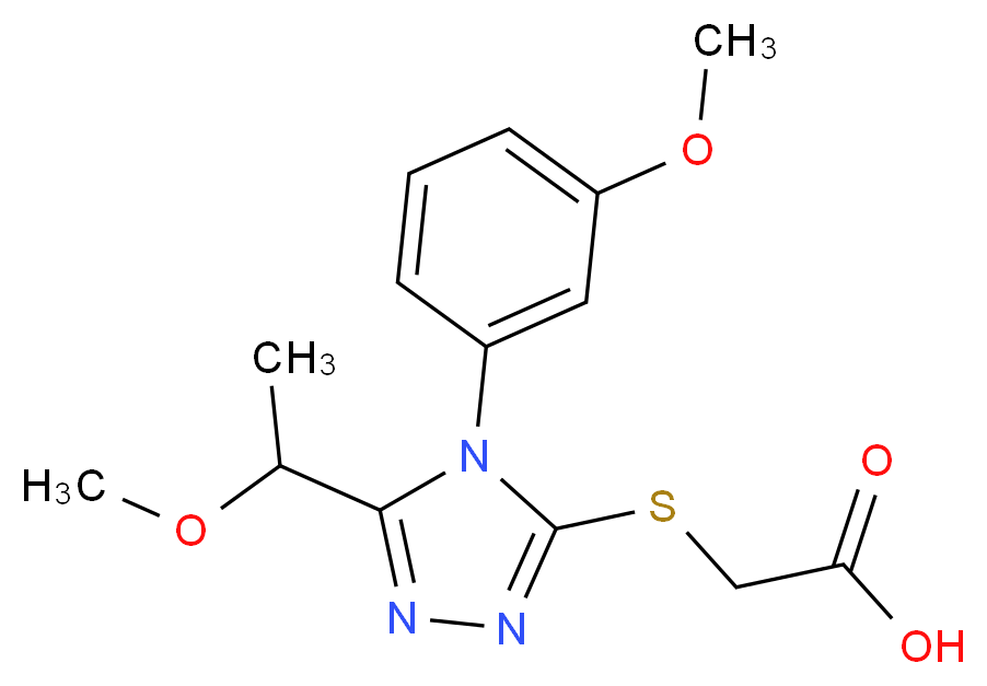 {[5-(1-methoxyethyl)-4-(3-methoxyphenyl)-4H-1,2,4-triazol-3-yl]thio}acetic acid_分子结构_CAS_)
