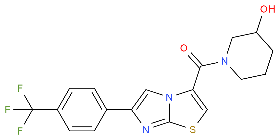 1-({6-[4-(trifluoromethyl)phenyl]imidazo[2,1-b][1,3]thiazol-3-yl}carbonyl)-3-piperidinol_分子结构_CAS_)