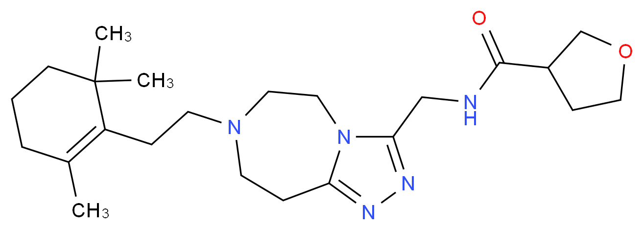 N-({7-[2-(2,6,6-trimethyl-1-cyclohexen-1-yl)ethyl]-6,7,8,9-tetrahydro-5H-[1,2,4]triazolo[4,3-d][1,4]diazepin-3-yl}methyl)tetrahydro-3-furancarboxamide_分子结构_CAS_)