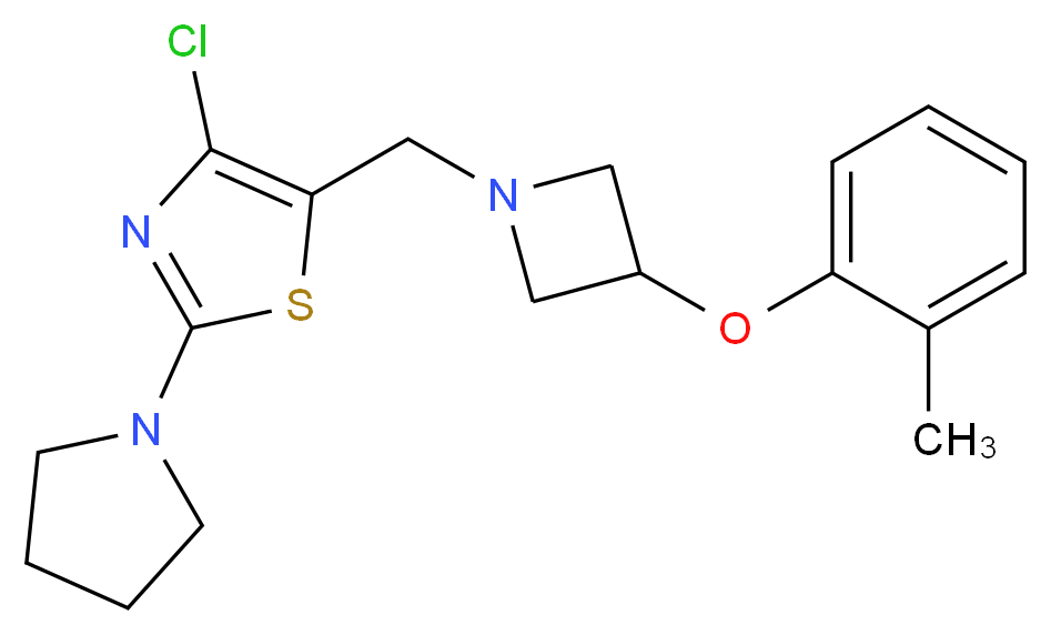 4-chloro-5-{[3-(2-methylphenoxy)-1-azetidinyl]methyl}-2-(1-pyrrolidinyl)-1,3-thiazole_分子结构_CAS_)