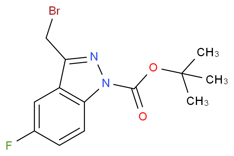 1H-INDAZOLE-1-CARBOXYLIC ACID, 3-(BROMOMETHYL)-5-FLUORO-, 1,1-DIMETHYLETHYL ESTER_分子结构_CAS_944904-75-0)