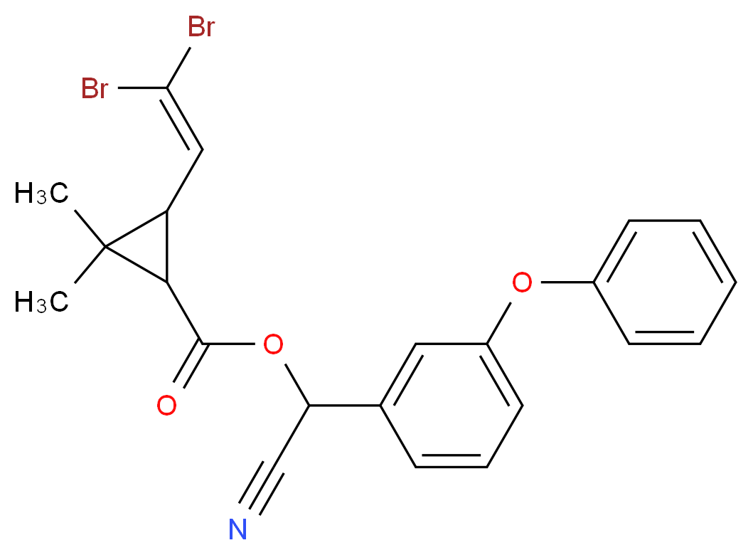 cyano(3-phenoxyphenyl)methyl 3-(2,2-dibromoethenyl)-2,2-dimethylcyclopropane-1-carboxylate_分子结构_CAS_52918-63-5