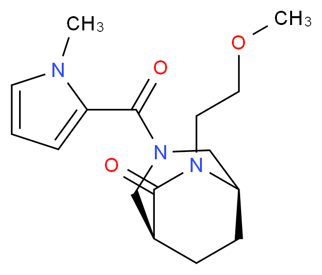 (1S*,5R*)-6-(2-methoxyethyl)-3-[(1-methyl-1H-pyrrol-2-yl)carbonyl]-3,6-diazabicyclo[3.2.2]nonan-7-one_分子结构_CAS_)