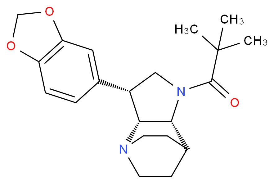 (3R*,3aR*,7aR*)-3-(1,3-benzodioxol-5-yl)-1-(2,2-dimethylpropanoyl)octahydro-4,7-ethanopyrrolo[3,2-b]pyridine_分子结构_CAS_)