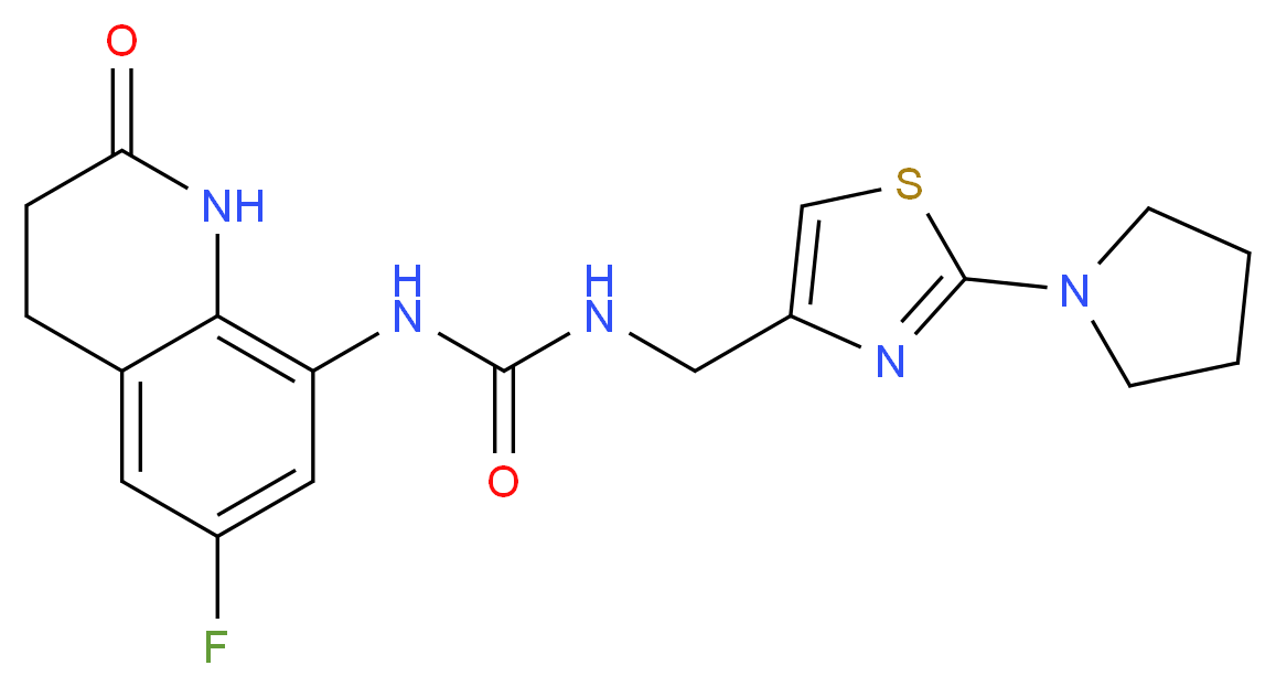 N-(6-fluoro-2-oxo-1,2,3,4-tetrahydroquinolin-8-yl)-N'-[(2-pyrrolidin-1-yl-1,3-thiazol-4-yl)methyl]urea_分子结构_CAS_)