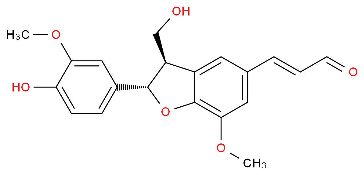 (2E)-3-[(2S,3R)-2-(4-hydroxy-3-methoxyphenyl)-3-(hydroxymethyl)-7-methoxy-2,3-dihydro-1-benzofuran-5-yl]prop-2-enal_分子结构_CAS_118916-57-7