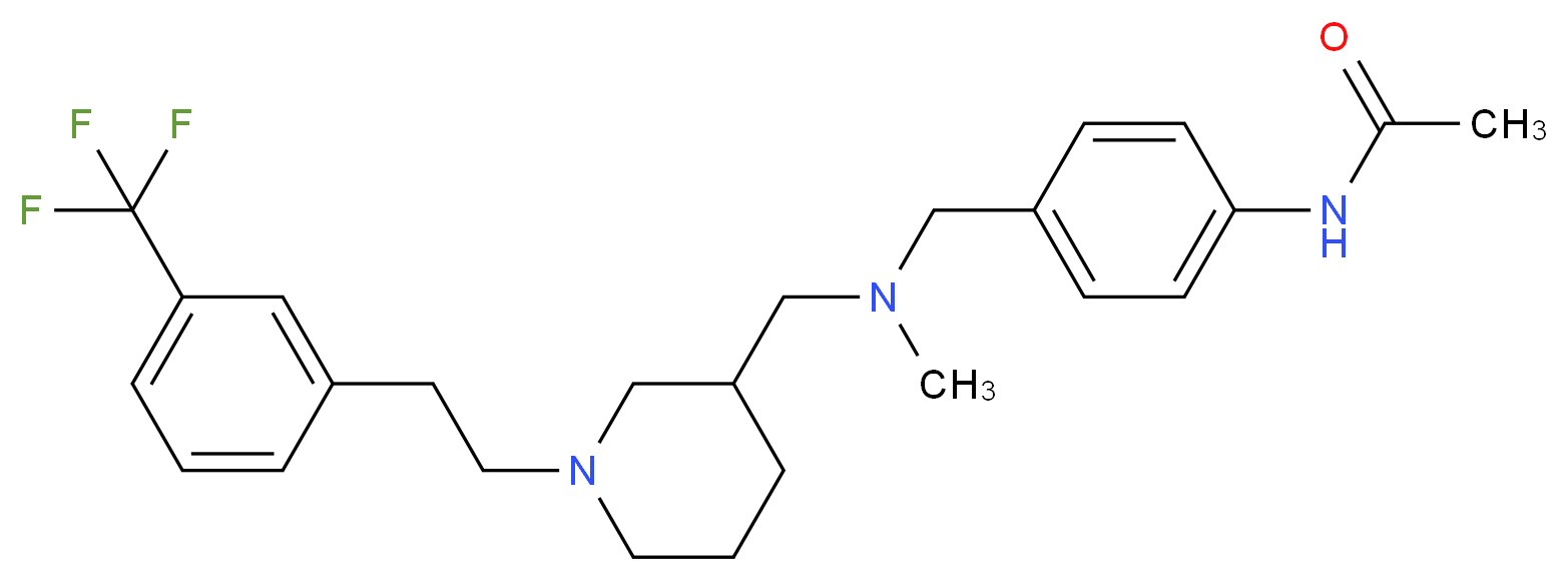 N-[4-({methyl[(1-{2-[3-(trifluoromethyl)phenyl]ethyl}-3-piperidinyl)methyl]amino}methyl)phenyl]acetamide_分子结构_CAS_)