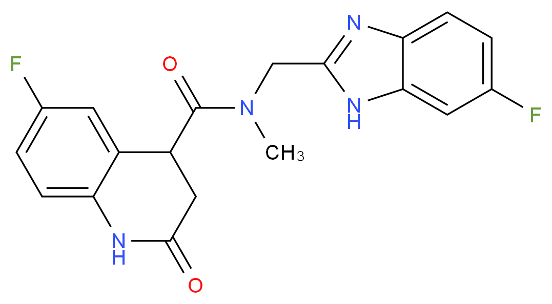6-fluoro-N-[(6-fluoro-1H-benzimidazol-2-yl)methyl]-N-methyl-2-oxo-1,2,3,4-tetrahydroquinoline-4-carboxamide_分子结构_CAS_)