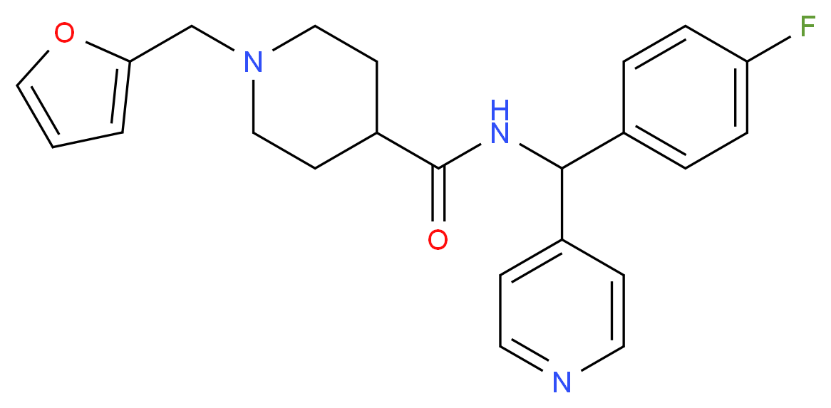 N-[(4-fluorophenyl)(4-pyridinyl)methyl]-1-(2-furylmethyl)-4-piperidinecarboxamide_分子结构_CAS_)