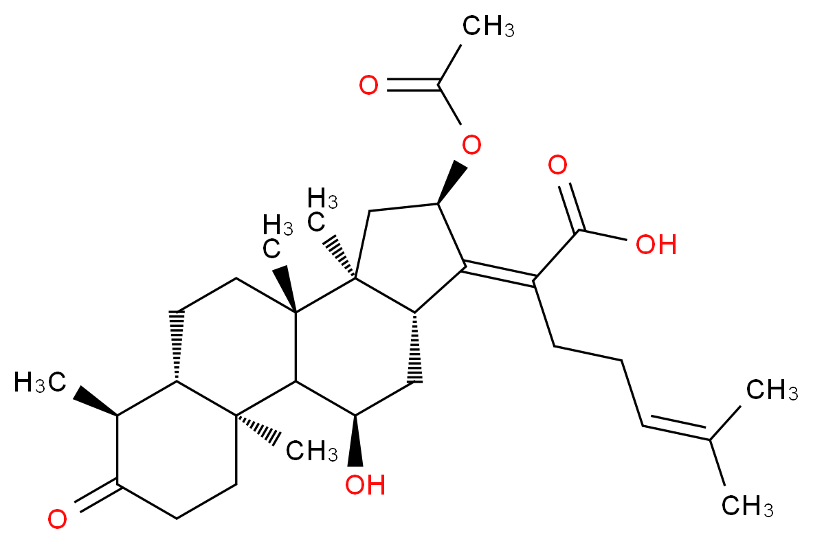 2-[(1S,2S,6S,7S,10S,11S,13R,14Z,15R,17R)-13-(acetyloxy)-17-hydroxy-2,6,10,11-tetramethyl-5-oxotetracyclo[8.7.0.0<sup>2</sup>,<sup>7</sup>.0<sup>1</sup><sup>1</sup>,<sup>1</sup><sup>5</sup>]heptadecan-14-ylidene]-6-methylhept-5-enoic acid_分子结构_CAS_4680-37-9