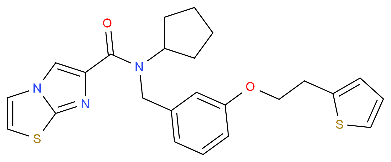 N-cyclopentyl-N-{3-[2-(2-thienyl)ethoxy]benzyl}imidazo[2,1-b][1,3]thiazole-6-carboxamide_分子结构_CAS_)