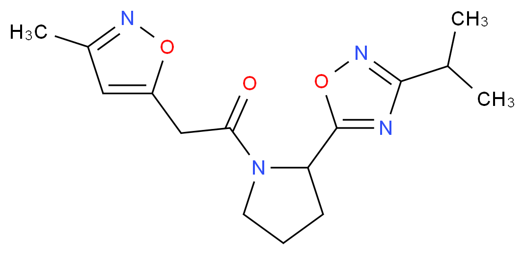 3-isopropyl-5-{1-[(3-methyl-5-isoxazolyl)acetyl]-2-pyrrolidinyl}-1,2,4-oxadiazole_分子结构_CAS_)