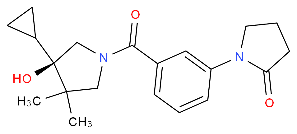 1-(3-{[(3R)-3-cyclopropyl-3-hydroxy-4,4-dimethyl-1-pyrrolidinyl]carbonyl}phenyl)-2-pyrrolidinone_分子结构_CAS_)