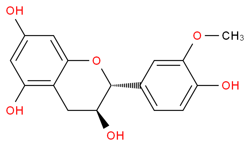 (2R,3S)-2-(4-hydroxy-3-methoxyphenyl)-3,4-dihydro-2H-1-benzopyran-3,5,7-triol_分子结构_CAS_60383-97-3