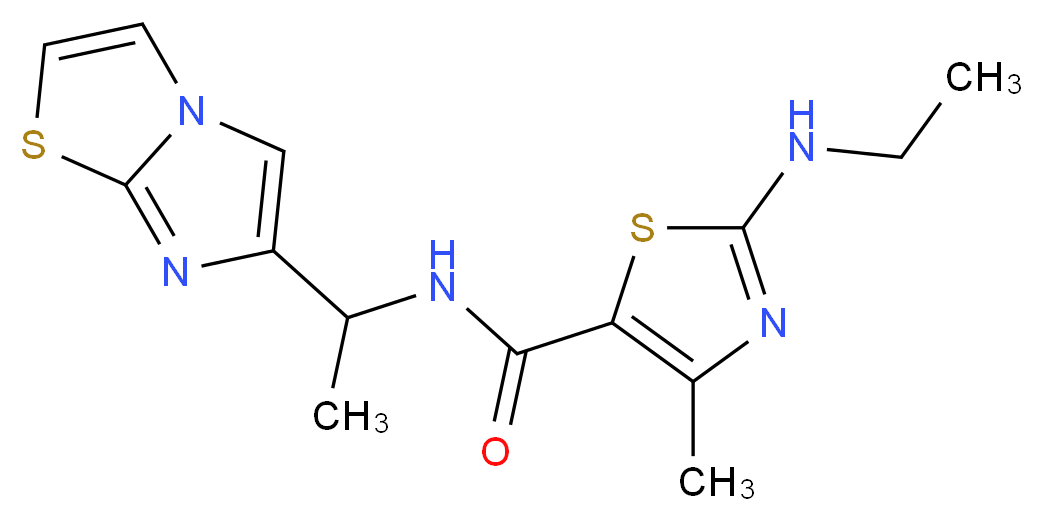 2-(ethylamino)-N-(1-imidazo[2,1-b][1,3]thiazol-6-ylethyl)-4-methyl-1,3-thiazole-5-carboxamide_分子结构_CAS_)