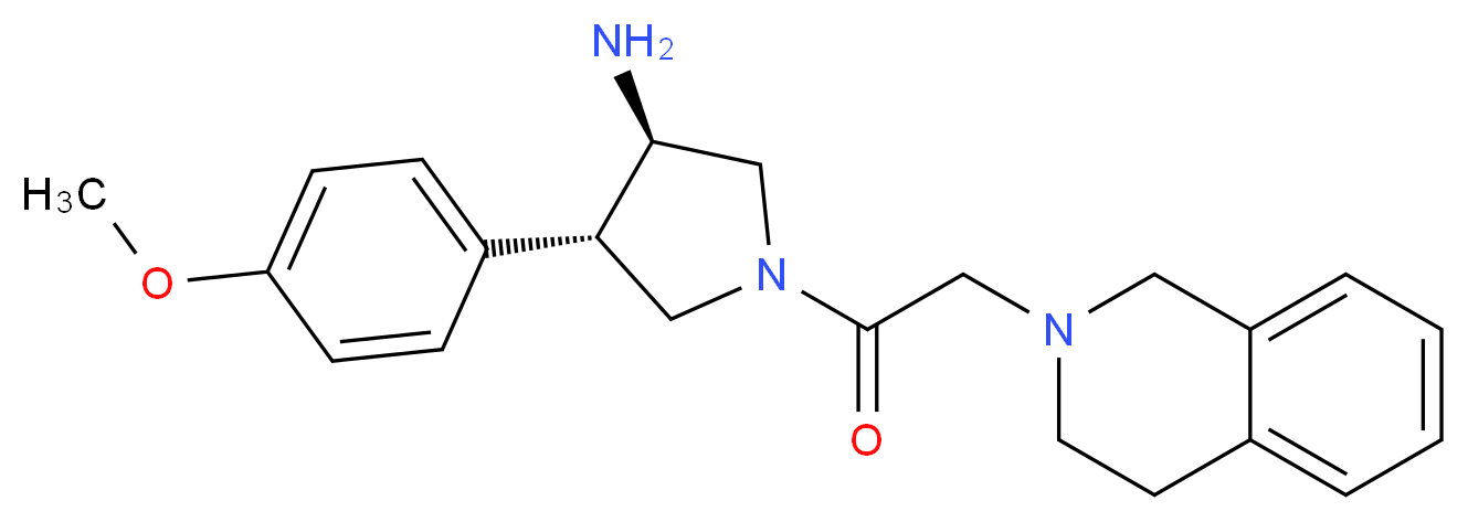 (3R*,4S*)-1-(3,4-dihydroisoquinolin-2(1H)-ylacetyl)-4-(4-methoxyphenyl)pyrrolidin-3-amine_分子结构_CAS_)