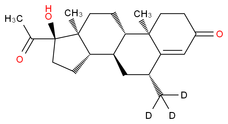 (1S,2R,8R,10R,11S,14R,15S)-14-acetyl-14-hydroxy-8-(<sup>2</sup>H<sub>3</sub>)methyl-2,15-dimethyltetracyclo[8.7.0.0<sup>2</sup>,<sup>7</sup>.0<sup>1</sup><sup>1</sup>,<sup>1</sup><sup>5</sup>]heptadec-6-en-5-one_分子结构_CAS_162462-69-3