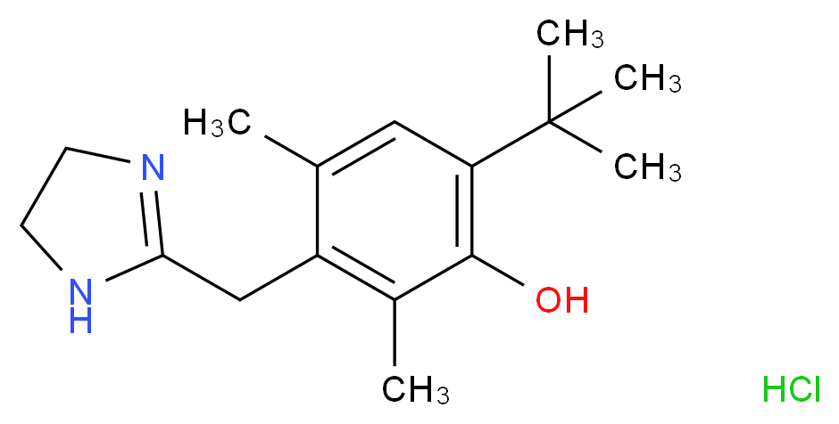 6-tert-butyl-3-(4,5-dihydro-1H-imidazol-2-ylmethyl)-2,4-dimethylphenol hydrochloride_分子结构_CAS_2315-02-8