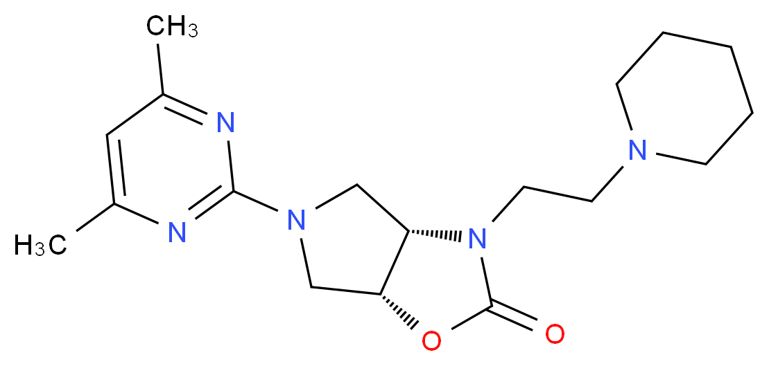 (3aS*,6aR*)-5-(4,6-dimethyl-2-pyrimidinyl)-3-[2-(1-piperidinyl)ethyl]hexahydro-2H-pyrrolo[3,4-d][1,3]oxazol-2-one_分子结构_CAS_)
