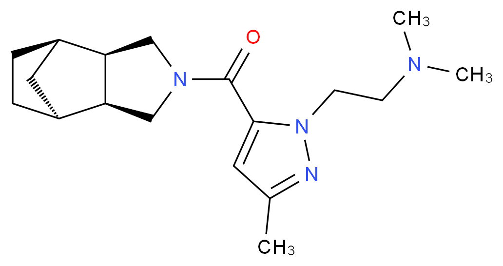 (2-{5-[(1R*,2R*,6S*,7S*)-4-azatricyclo[5.2.1.0~2,6~]dec-4-ylcarbonyl]-3-methyl-1H-pyrazol-1-yl}ethyl)dimethylamine_分子结构_CAS_)