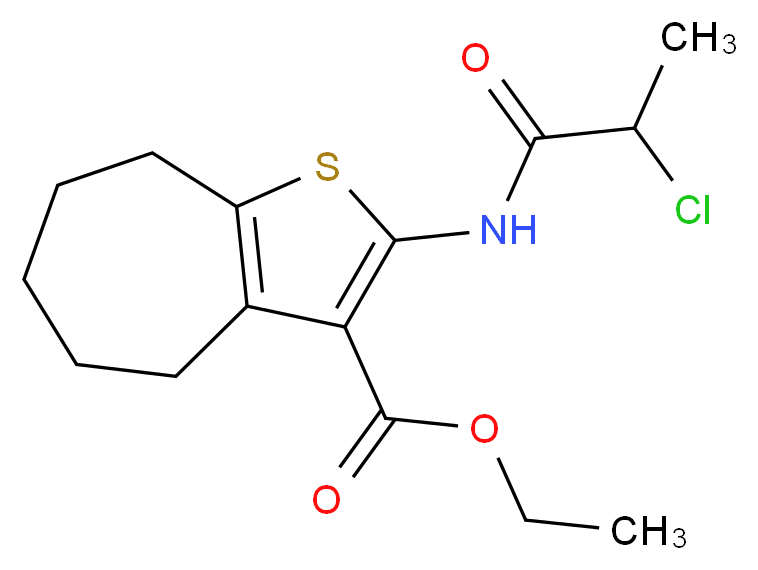 ethyl 2-[(2-chloropropanoyl)amino]-5,6,7,8-tetrahydro-4H-cyclohepta[b]thiophene-3-carboxylate_分子结构_CAS_)