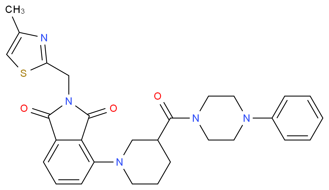 2-[(4-methyl-1,3-thiazol-2-yl)methyl]-4-{3-[(4-phenyl-1-piperazinyl)carbonyl]-1-piperidinyl}-1H-isoindole-1,3(2H)-dione_分子结构_CAS_)