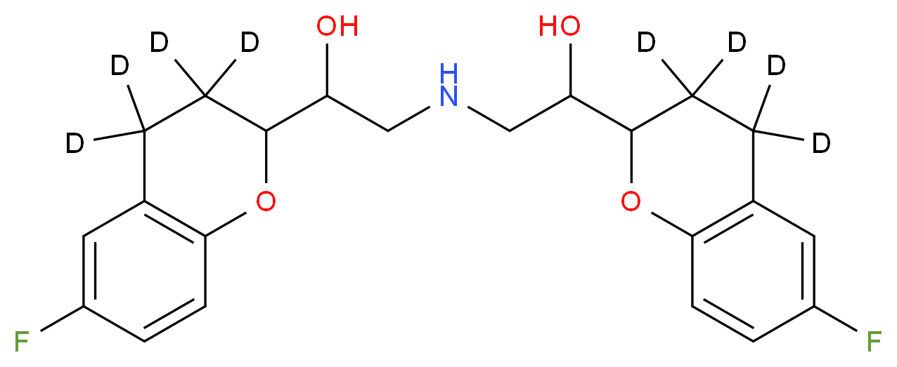 1-[6-fluoro-3,4-dihydro(3,3,4,4-<sup>2</sup>H<sub>4</sub>)-2H-1-benzopyran-2-yl]-2-({2-[6-fluoro-3,4-dihydro(3,3,4,4-<sup>2</sup>H<sub>4</sub>)-2H-1-benzopyran-2-yl]-2-hydroxyethyl}amino)ethan-1-ol_分子结构_CAS_1219166-00-3