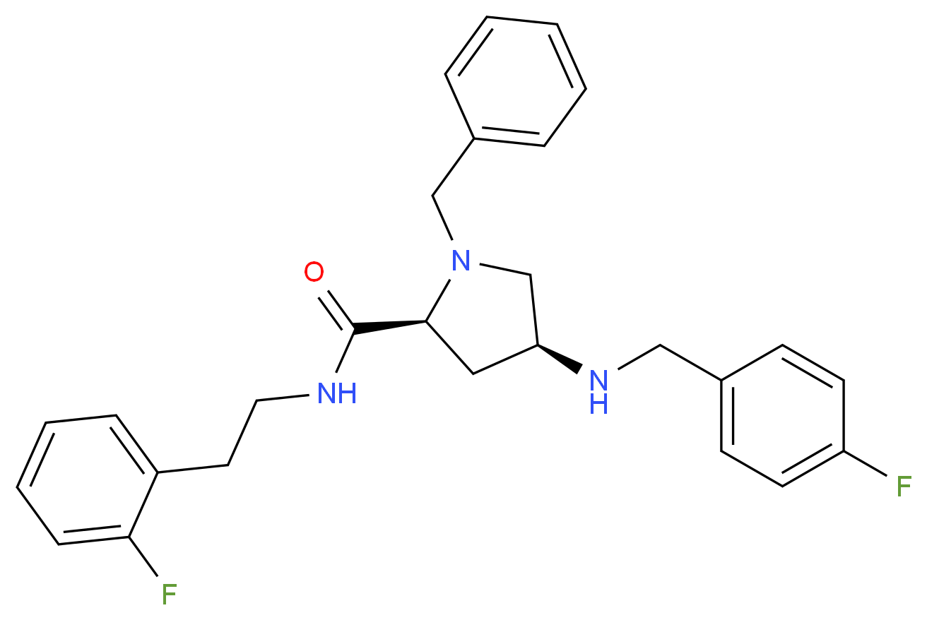 (4S)-1-benzyl-4-[(4-fluorobenzyl)amino]-N-[2-(2-fluorophenyl)ethyl]-L-prolinamide_分子结构_CAS_)