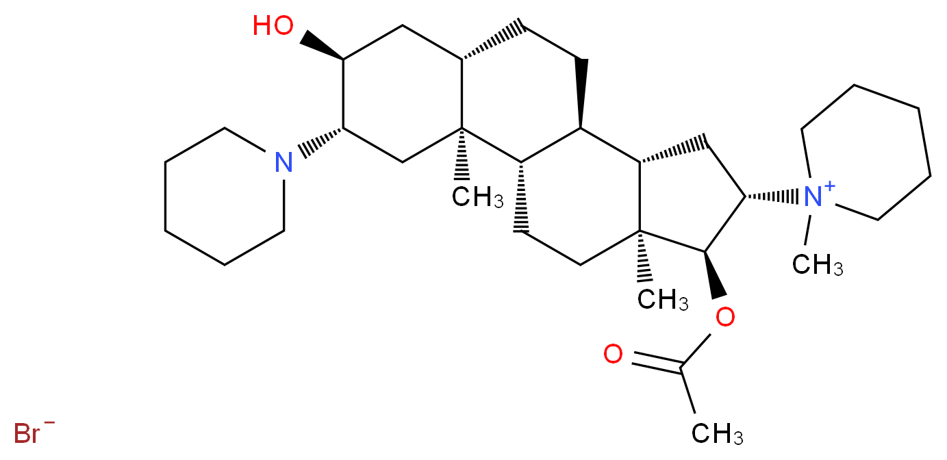 1-[(1S,2S,4S,5S,7S,10R,11S,13S,14S,15S)-14-(acetyloxy)-5-hydroxy-2,15-dimethyl-4-(piperidin-1-yl)tetracyclo[8.7.0.0<sup>2</sup>,<sup>7</sup>.0<sup>1</sup><sup>1</sup>,<sup>1</sup><sup>5</sup>]heptadecan-13-yl]-1-methylpiperidin-1-ium bromide_分子结构_CAS_73319-13-8
