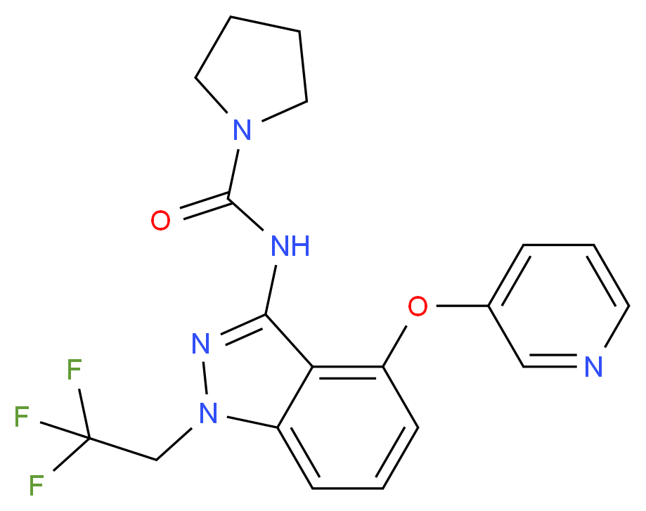N-[4-(pyridin-3-yloxy)-1-(2,2,2-trifluoroethyl)-1H-indazol-3-yl]pyrrolidine-1-carboxamide_分子结构_CAS_)