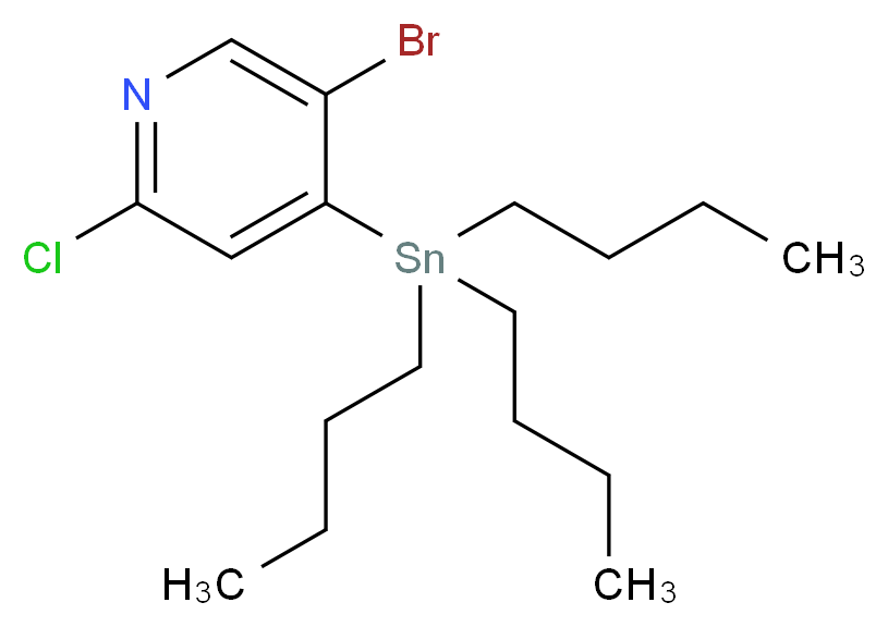 5-Bromo-2-chloro-4-(tributylstannyl)pyridine_分子结构_CAS_821773-99-3)