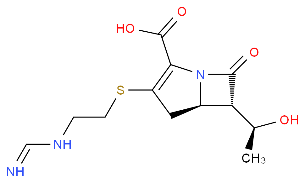 (5R,6S)-6-[(1S)-1-hydroxyethyl]-3-[(2-methanimidamidoethyl)sulfanyl]-7-oxo-1-azabicyclo[3.2.0]hept-2-ene-2-carboxylic acid_分子结构_CAS_64221-86-9