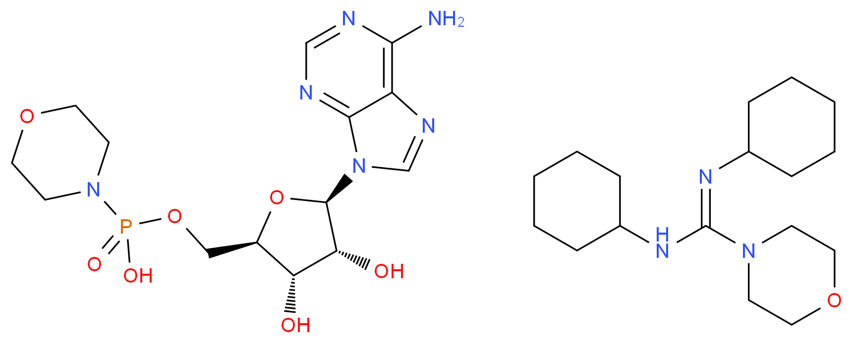 Adenosine 5′-monophosphomorpholidate 4-morpholine-N,N′-dicyclohexylcarboxamidine salt_分子结构_CAS_24558-92-7)