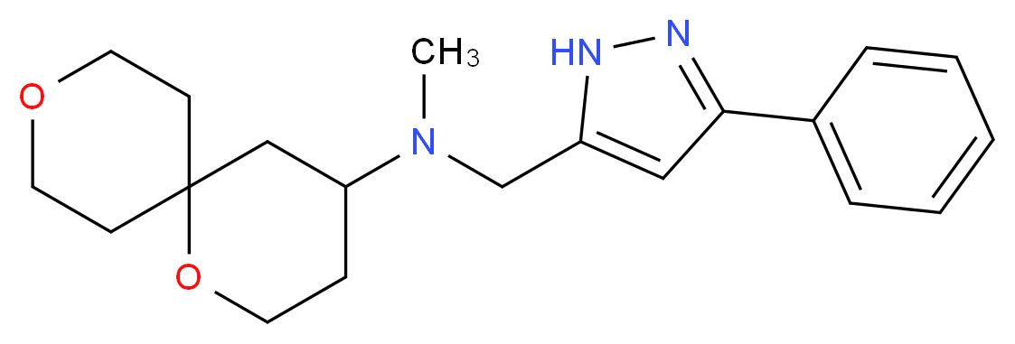 1,9-dioxaspiro[5.5]undec-4-yl(methyl)[(3-phenyl-1H-pyrazol-5-yl)methyl]amine_分子结构_CAS_)