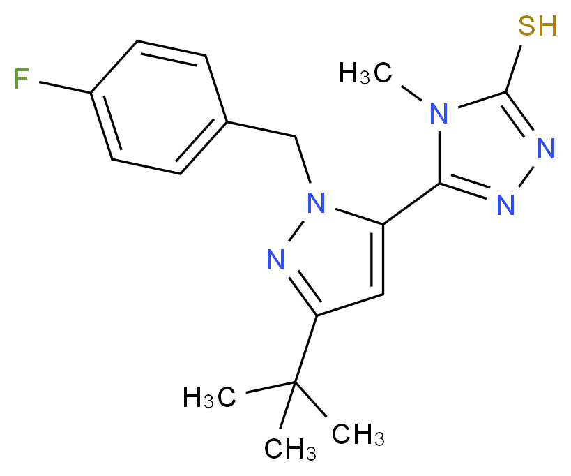 5-[3-(tert-Butyl)-1-(4-fluorobenzyl)-1H-pyrazol-5-yl]-4-methyl-4H-1,2,4-triazole-3-thiol 97%_分子结构_CAS_)