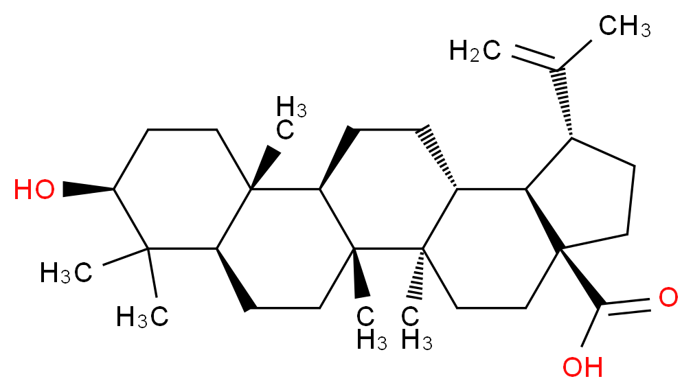 (1R,2R,5S,8R,9R,10R,13R,14R,17S,19R)-17-hydroxy-1,2,14,18,18-pentamethyl-8-(prop-1-en-2-yl)pentacyclo[11.8.0.0<sup>2</sup>,<sup>1</sup><sup>0</sup>.0<sup>5</sup>,<sup>9</sup>.0<sup>1</sup><sup>4</sup>,<sup>1</sup><sup>9</sup>]henicosane-5-carboxylic acid_分子结构_CAS_472-15-1