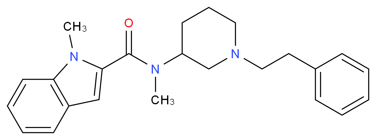 N,1-dimethyl-N-[1-(2-phenylethyl)-3-piperidinyl]-1H-indole-2-carboxamide_分子结构_CAS_)