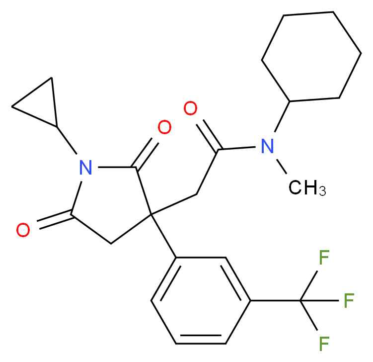 N-cyclohexyl-2-{1-cyclopropyl-2,5-dioxo-3-[3-(trifluoromethyl)phenyl]-3-pyrrolidinyl}-N-methylacetamide_分子结构_CAS_)