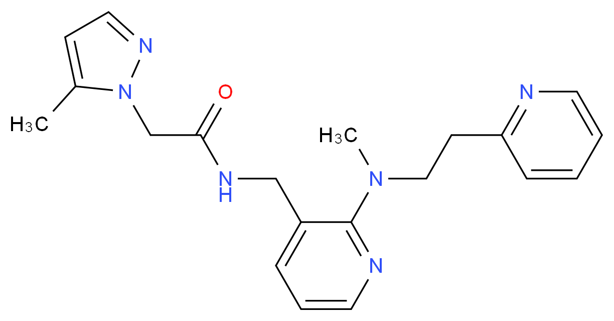 2-(5-methyl-1H-pyrazol-1-yl)-N-({2-[methyl(2-pyridin-2-ylethyl)amino]pyridin-3-yl}methyl)acetamide_分子结构_CAS_)