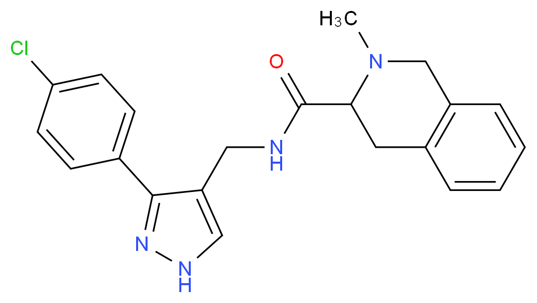 N-{[3-(4-chlorophenyl)-1H-pyrazol-4-yl]methyl}-2-methyl-1,2,3,4-tetrahydro-3-isoquinolinecarboxamide_分子结构_CAS_)