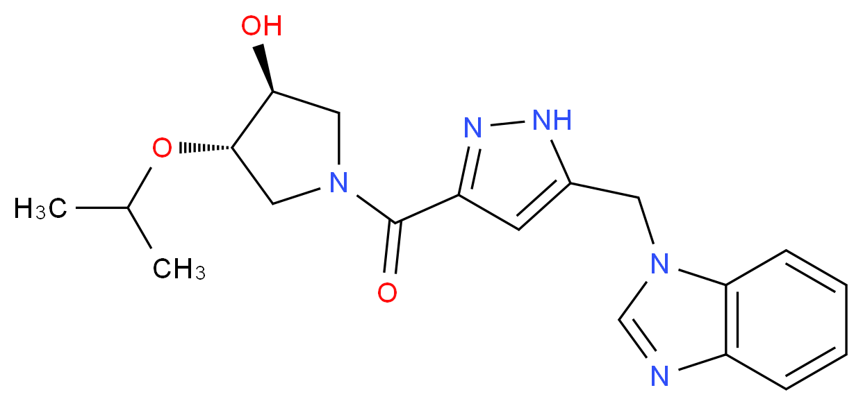 (3S*,4S*)-1-{[5-(1H-benzimidazol-1-ylmethyl)-1H-pyrazol-3-yl]carbonyl}-4-isopropoxypyrrolidin-3-ol_分子结构_CAS_)