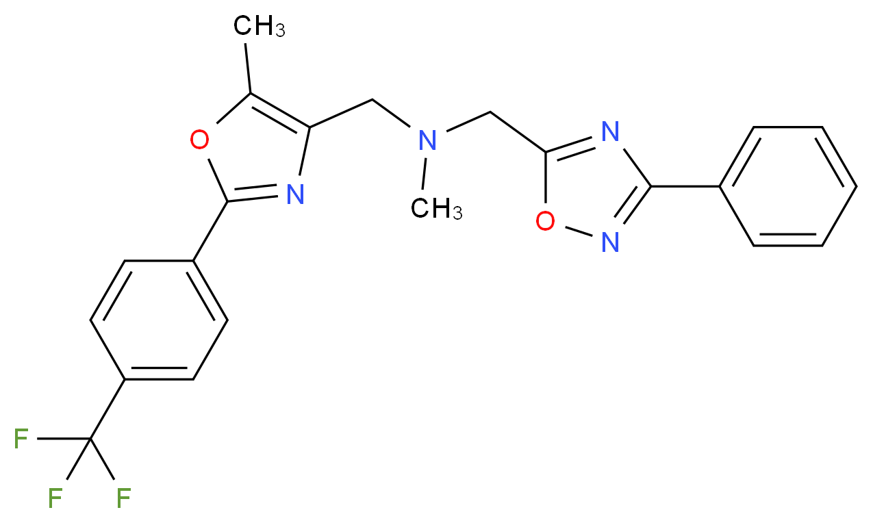 N-methyl-1-{5-methyl-2-[4-(trifluoromethyl)phenyl]-1,3-oxazol-4-yl}-N-[(3-phenyl-1,2,4-oxadiazol-5-yl)methyl]methanamine_分子结构_CAS_)