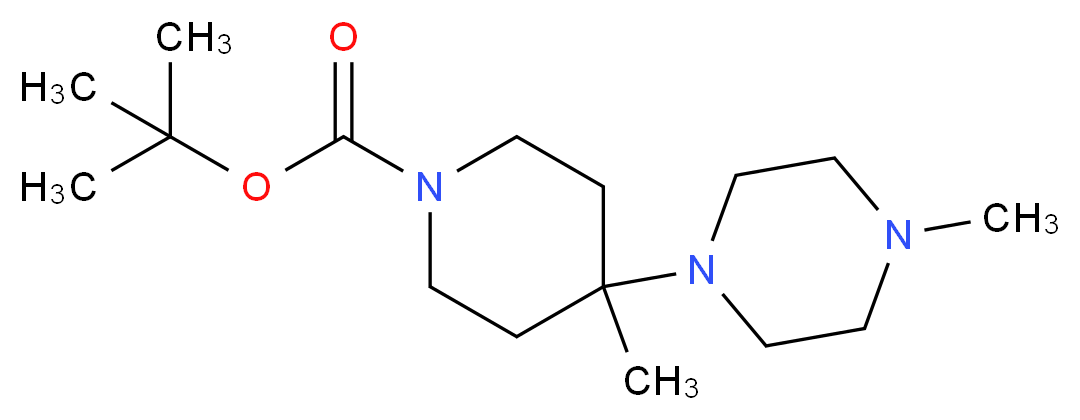 1-Boc-4-Methyl-4-(4-methylpiperazin-1-yl)piperidine_分子结构_CAS_864369-94-8)