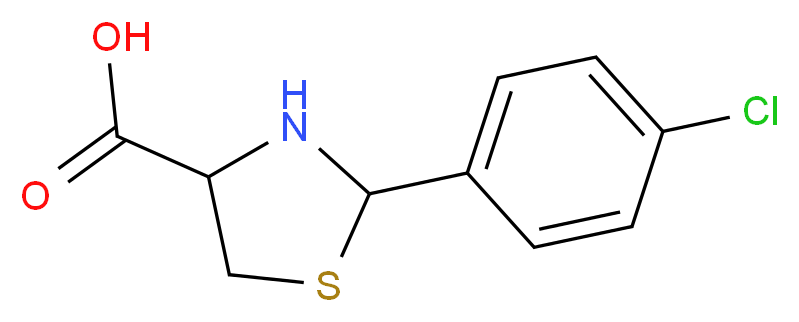 2-(4-chlorophenyl)-1,3-thiazolane-4-carboxylic acid_分子结构_CAS_34491-29-7)