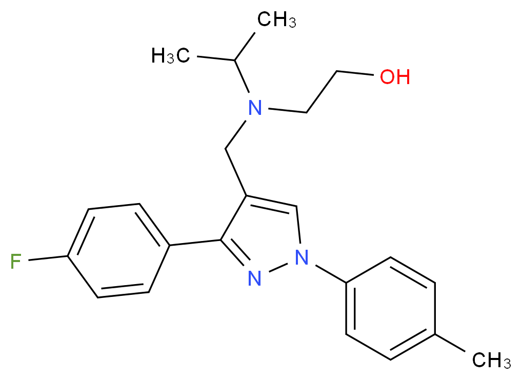 2-[{[3-(4-fluorophenyl)-1-(4-methylphenyl)-1H-pyrazol-4-yl]methyl}(isopropyl)amino]ethanol_分子结构_CAS_)