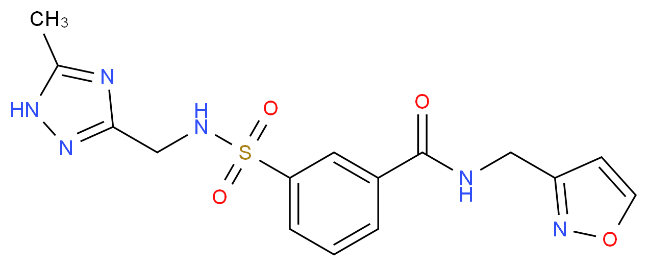 N-(isoxazol-3-ylmethyl)-3-({[(5-methyl-1H-1,2,4-triazol-3-yl)methyl]amino}sulfonyl)benzamide_分子结构_CAS_)